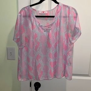 Buddy Love Pink and Gray Snakeskin top